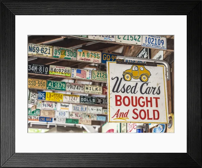 Framed Print : USA, Maine, Wells, antique license plates Framed Print : USA, Maine, Wells, antique license plates