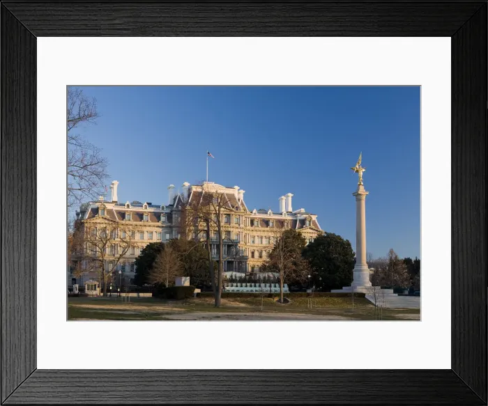 Framed Print : First Division Monument Memorial Statue and Eisenhower Executive Office Building Framed Print : First Division Monument Memorial Statue and Eisenhower Executive Office Building