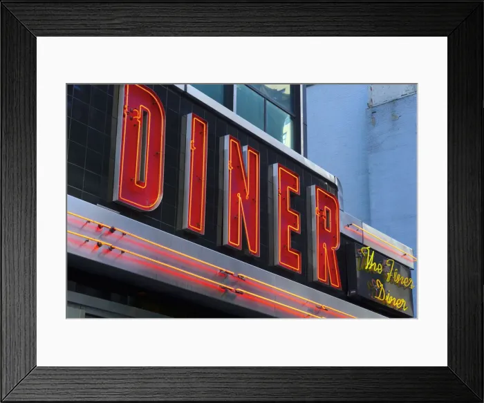 Framed Print : USA, New York, Manhattan, Midtown, West 57th Street, Brooklyn Diner Framed Print : USA, New York, Manhattan, Midtown, West 57th Street, Brooklyn Diner