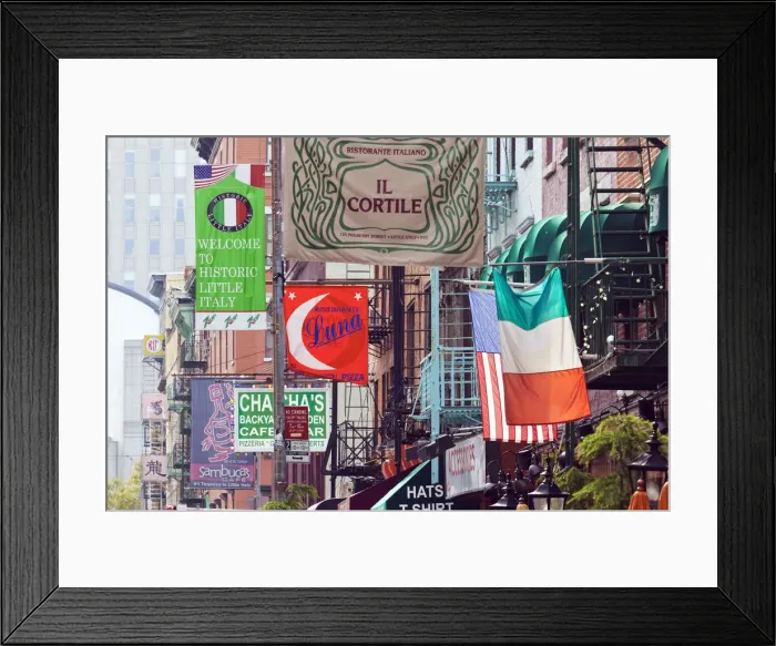 Framed Print : Typical Street Scene in Little Italy, Manhattan, New York, USA Framed Print : Typical Street Scene in Little Italy, Manhattan, New York, USA