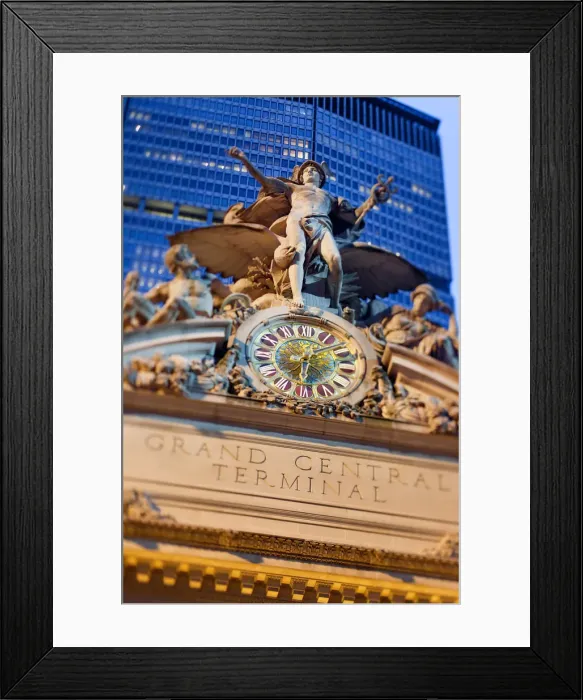 Framed Print : Statue of Mercury and Clock on the 42nd Street facade of Grand Central Terminus Station Framed Print : Statue of Mercury and Clock on the 42nd Street facade of Grand Central Terminus Station