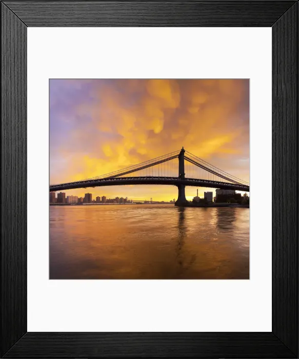 Framed Print : USA, New York City, Manhattan, Manhattan Bridge spanning the East river