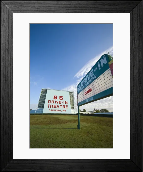 Framed Print : USA, Missouri, Route 66, Carthage, Drive-in Cinema Framed Print : USA, Missouri, Route 66, Carthage, Drive-in Cinema