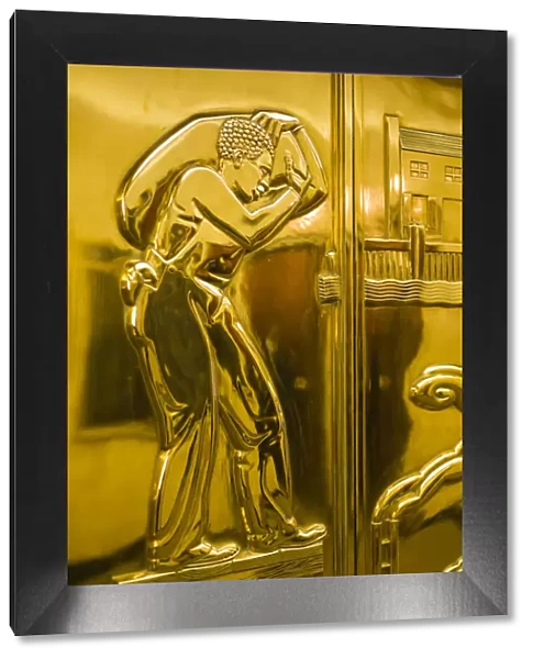 USA, Minnesota, Minneapolis, St. Paul, City Hall, art-deco elevator door details