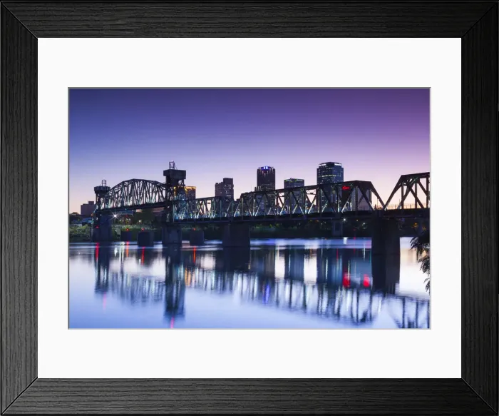 Framed Print : USA, Arkansas, Little Rock, city skyline from the Arkansas River Framed Print : USA, Arkansas, Little Rock, city skyline from the Arkansas River