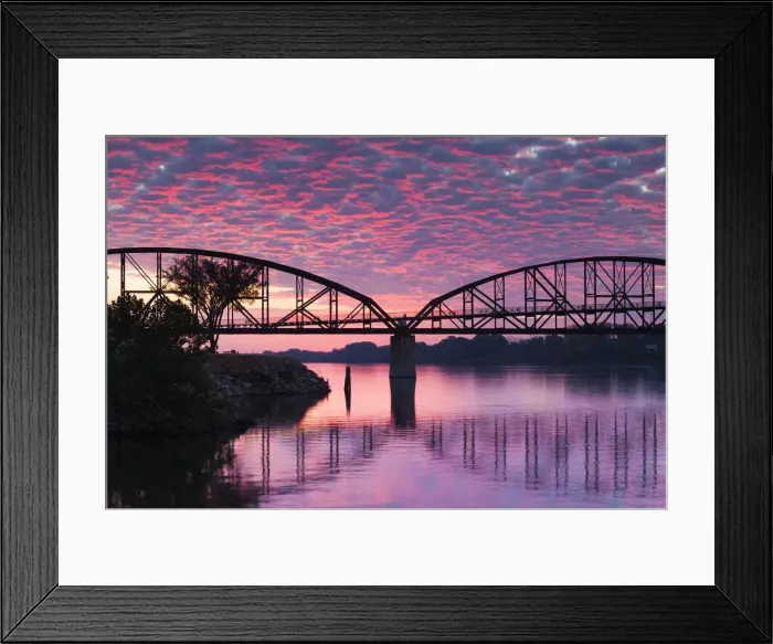 Framed Print : USA, Arkansas, Little Rock, Clinton Presidential Park Bridge and Arkansas River