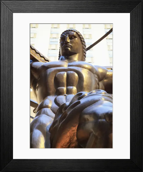 Framed Print : USA, New York, New York City, Manhattan, Rockefeller Center, Atlas Statue and St Patricks