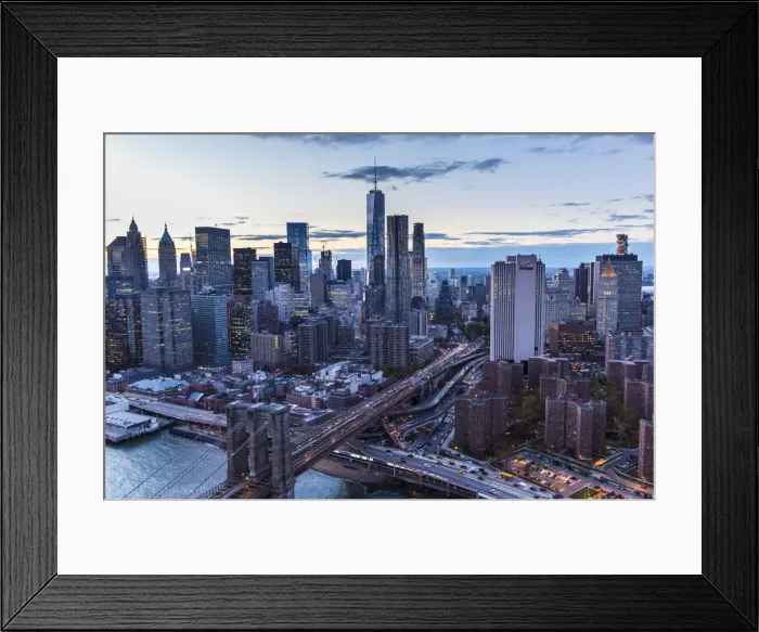 Framed Print : One World Trade Center, Lower Manhattan and Brooklyn Bridge, New York City, New York, USA Framed Print : One World Trade Center, Lower Manhattan and Brooklyn Bridge, New York City, New York, USA