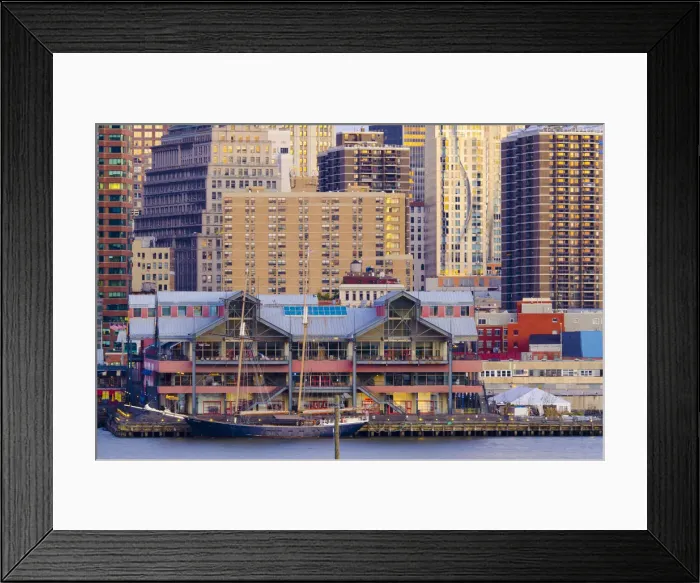 Framed Print : USA, New York, Manhattan, Lower Manhattan across East River, South Street Seaport
