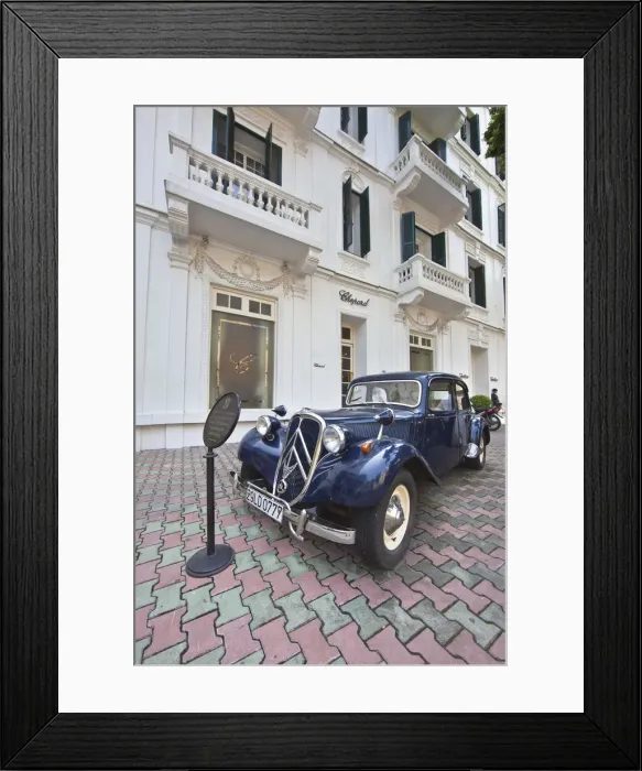 Framed Print : Old Citroen car outside the Sofitel Metropole Legend Hotel, Hanoi, Vietnam