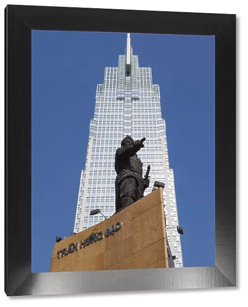 Vietnam, Ho Chi Minh City, Vietcombank Tower, and Tran Hung Dao Monument in Me Linh
