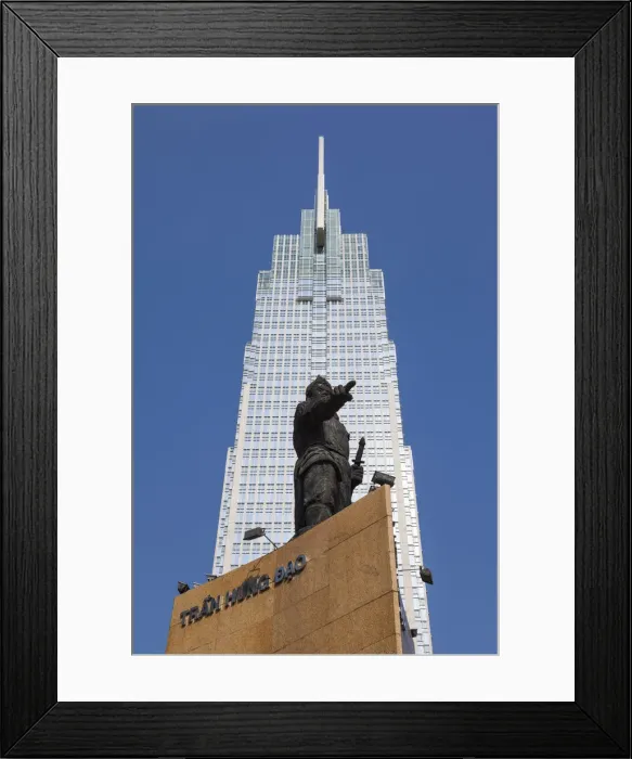 Framed Print : Vietnam, Ho Chi Minh City, Vietcombank Tower, and Tran Hung Dao Monument in Me Linh Framed Print : Vietnam, Ho Chi Minh City, Vietcombank Tower, and Tran Hung Dao Monument in Me Linh
