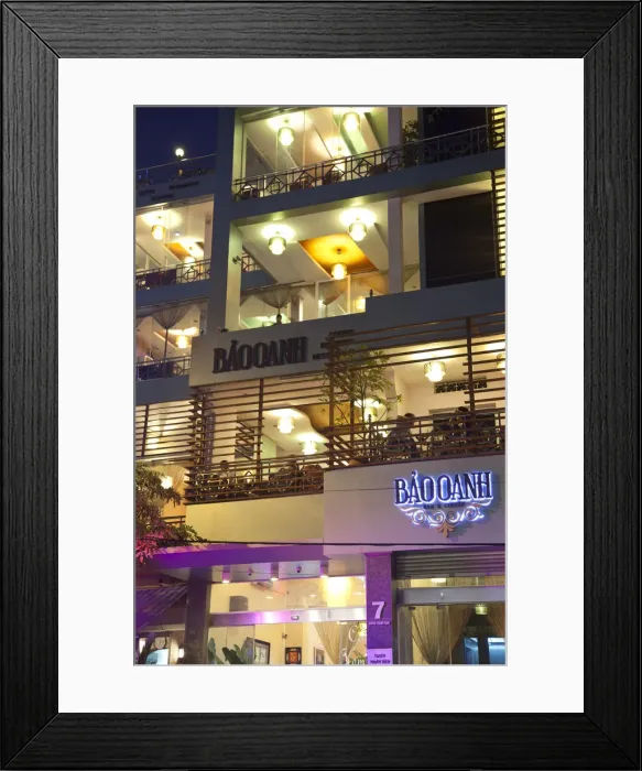 Framed Print : Modern restaurants overlooking the West Lake (Ho Tay), Hanoi, Vietnam Framed Print : Modern restaurants overlooking the West Lake (Ho Tay), Hanoi, Vietnam