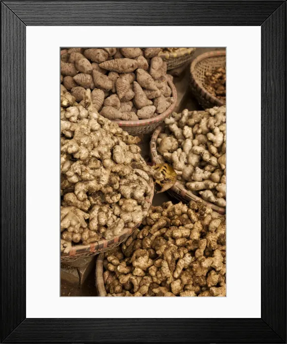 Framed Print : Ginger in baskets, Old Quarter, Hanoi, Vietnam Framed Print : Ginger in baskets, Old Quarter, Hanoi, Vietnam