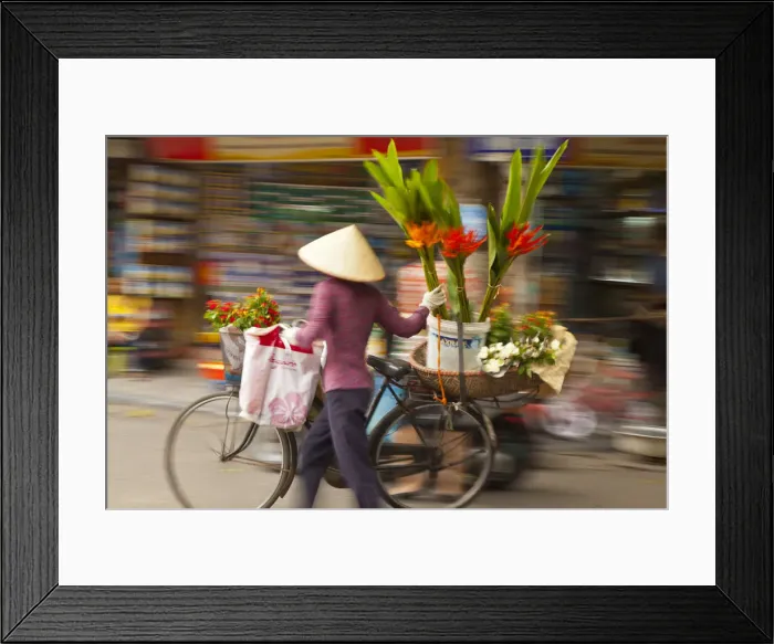 Framed Print : Flower seller in the Old Quarter, Hanoi, Vietnam Framed Print : Flower seller in the Old Quarter, Hanoi, Vietnam