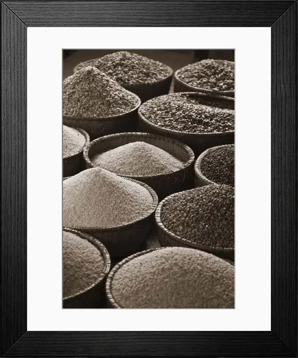 Framed Print : Rice, beans and pulses in baskets, Old Quarter, Hanoi, Vietnam Framed Print : Rice, beans and pulses in baskets, Old Quarter, Hanoi, Vietnam