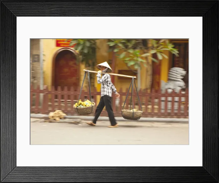 Framed Print : Woman street vendor, Old Quarter, Hanoi, Vietnam