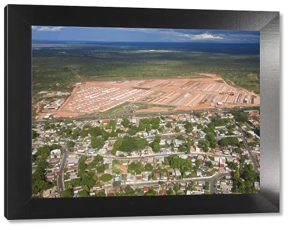 Venezuela, Aerial view of Ciudad Bolivar and Orinocco River
