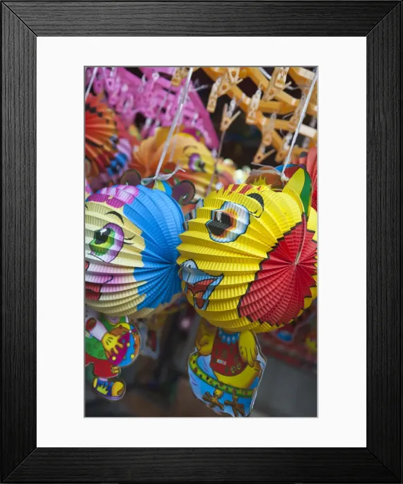 Framed Print : Colourful decorations for the Mid Autumn moon festival, Old Quarter, Hanoi, Vietnam