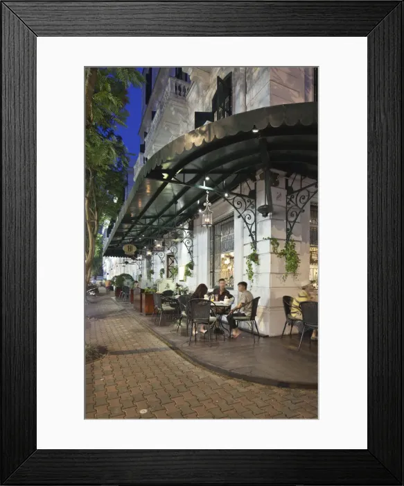 Framed Print : Terrace  /  pavement cafe, Sofitel Metropole Legend Hotel, Hanoi, Vietnam