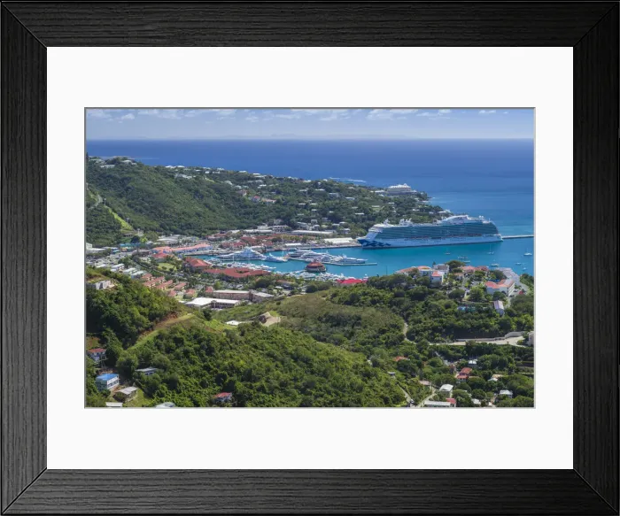Framed Print : U. S. Virgin Islands, St. Thomas, Charlotte Amalie towards Havensight cruise port
