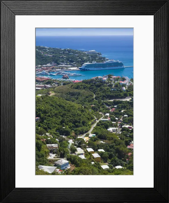 Framed Print : U. S. Virgin Islands, St. Thomas, Charlotte Amalie towards Havensight cruise port Framed Print : U. S. Virgin Islands, St. Thomas, Charlotte Amalie towards Havensight cruise port