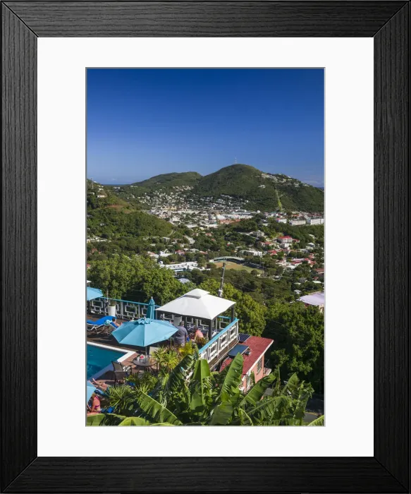 Framed Print : U. S. Virgin Islands, St. Thomas, Charlotte Amalie, elevated town view Framed Print : U. S. Virgin Islands, St. Thomas, Charlotte Amalie, elevated town view