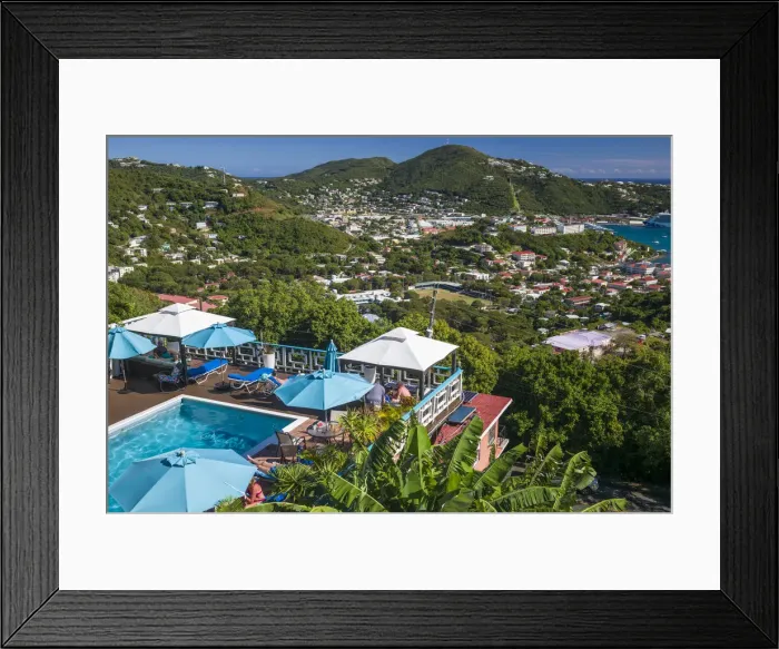 Framed Print : U. S. Virgin Islands, St. Thomas, Charlotte Amalie, elevated town view Framed Print : U. S. Virgin Islands, St. Thomas, Charlotte Amalie, elevated town view