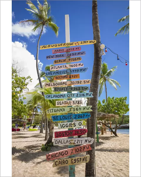 U. S. Virgin Islands, St. Thomas, Bolongo Bay, Bolongo Bay Beach, sign