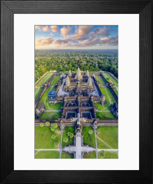 Framed Print : Cambodia, Siem Reap, aerial view of Angkor Wat Complex (Unesco Site)