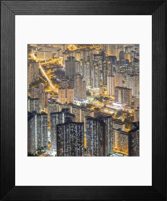 Framed Print : Apartment blocks at night, Kowloon, Hong Kong Framed Print : Apartment blocks at night, Kowloon, Hong Kong
