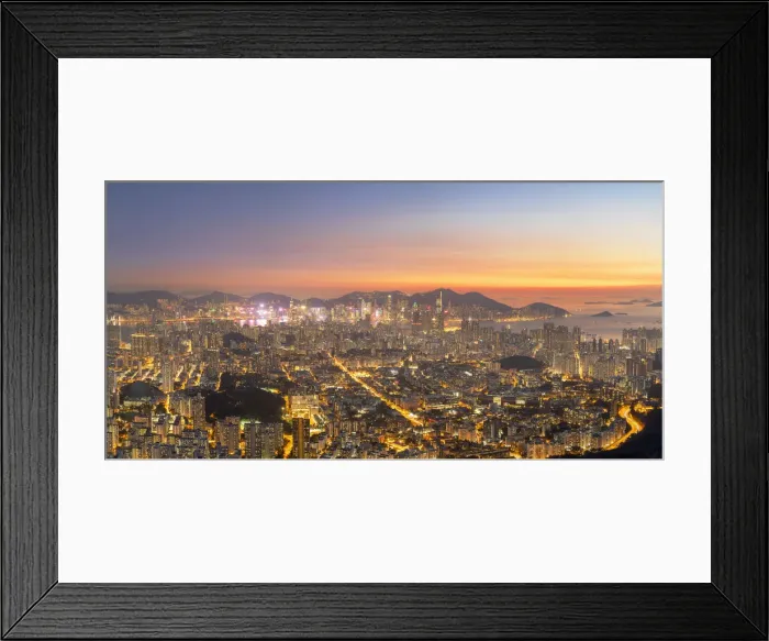 Framed Print : Kowloon and Hong Kong Island at sunset, Hong Kong