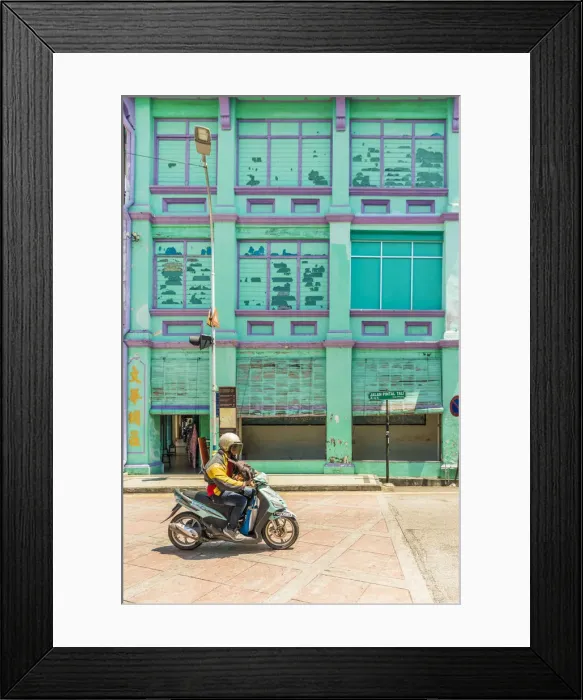 Framed Print : Street scene in Georgetown, Penang Island, Malaysia Framed Print : Street scene in Georgetown, Penang Island, Malaysia