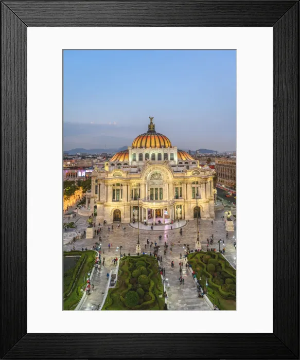 Framed Print : Ciudad de Mexico (Mexico city), State of Mexico, Mexico. Palacio de Bellas Artes at dusk
