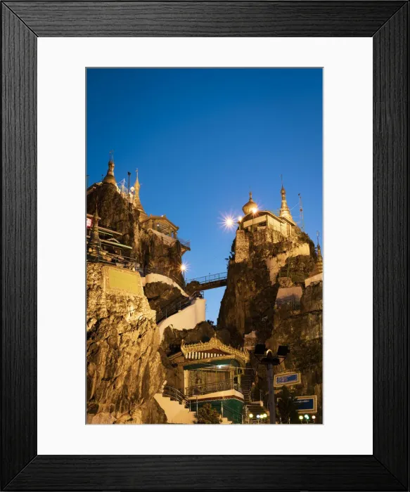 Framed Print : Low angle view of Taung Kwe Pagoda on Thirri Mingala Hill at night, Loikaw District Framed Print : Low angle view of Taung Kwe Pagoda on Thirri Mingala Hill at night, Loikaw District