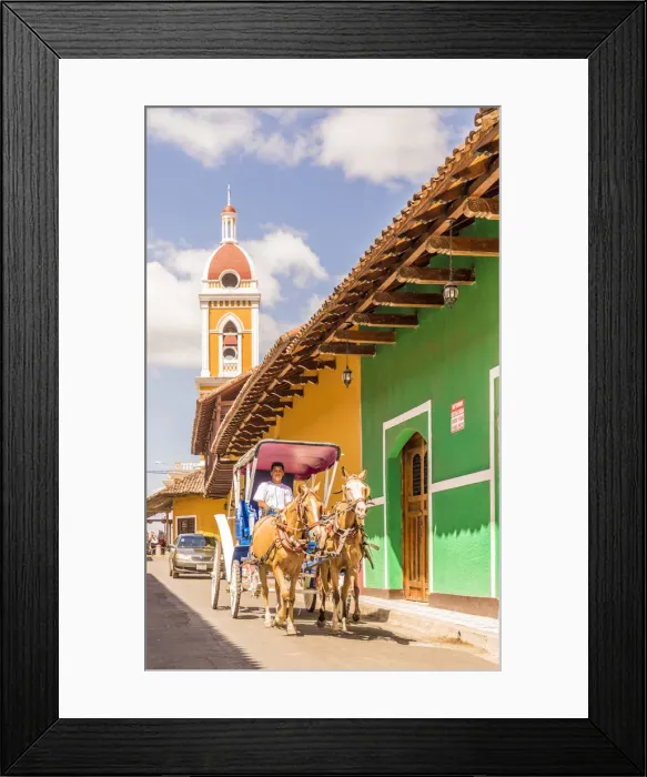 Framed Print : Horse and cart taxi and local architecture, Granada, Nicaragua Framed Print : Horse and cart taxi and local architecture, Granada, Nicaragua