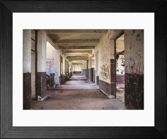 Framed Print : Americas, Central America, Nicaragua, Granada, a corridor in an abandoned school Framed Print : Americas, Central America, Nicaragua, Granada, a corridor in an abandoned school