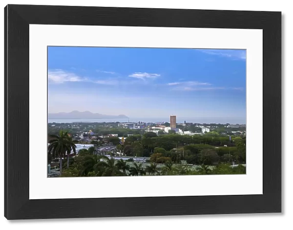 Americas, Central America, Nicaragua, Managua, the skyline of the city with lakae Managua