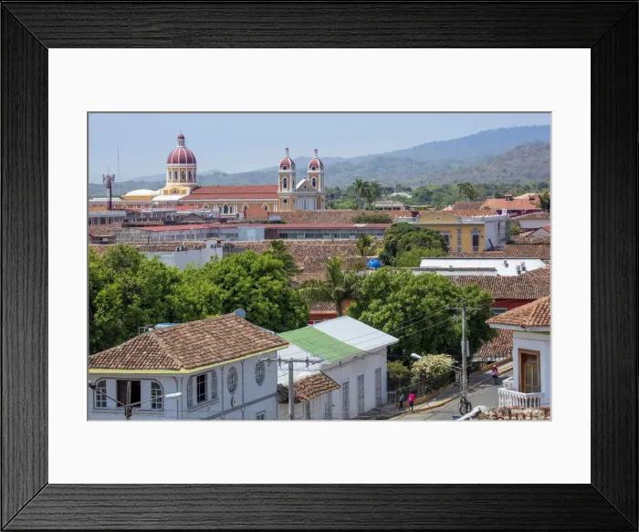 Framed Print : Americas, Central America, Nicaragua, Granada, view of the skyline showing Framed Print : Americas, Central America, Nicaragua, Granada, view of the skyline showing