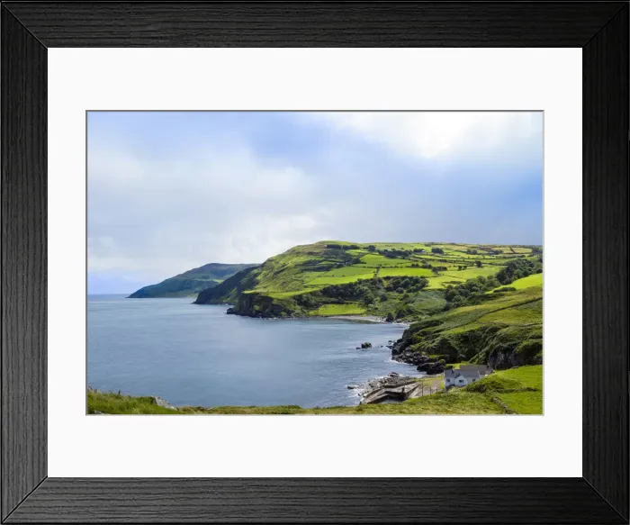 Framed Print : United Kingdom, Ireland, Northern Ireland, Antrim. view of fields