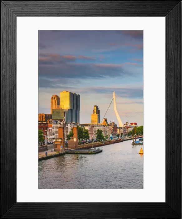 Framed Print : Erasmus bridge and waterfront buildings of Rotterdam, Holland / Netherlands Framed Print : Erasmus bridge and waterfront buildings of Rotterdam, Holland / Netherlands