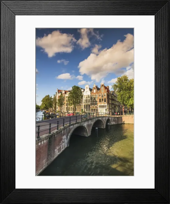 Framed Print : Typical houses along Keizergracht canal at sunset, Holland / Netherlands Framed Print : Typical houses along Keizergracht canal at sunset, Holland / Netherlands