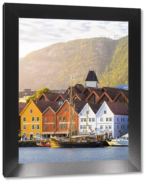 Bergen, Hordaland, Norway. Wooden houses of Bryggen, UNESCO site