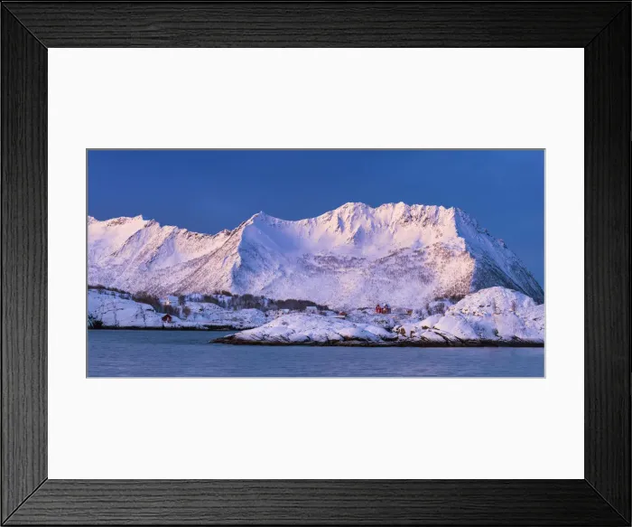 Framed Print : Red House below Reinstinden, Senja, Norway Framed Print : Red House below Reinstinden, Senja, Norway