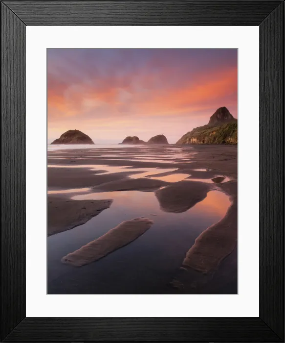 Framed Print : Sunset at Back Beach, New Plymouth, New Zealand