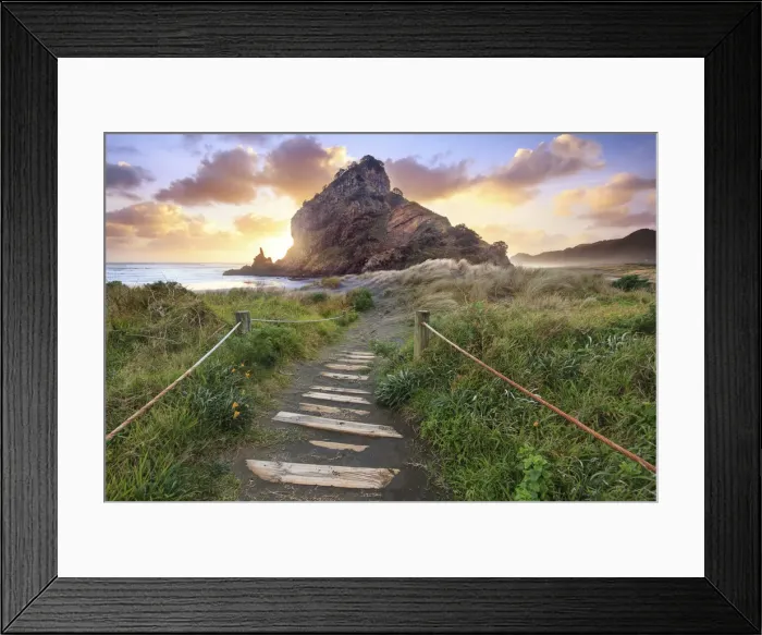 Framed Print : Sunset at Piha beach, Auckland, New Zealand Framed Print : Sunset at Piha beach, Auckland, New Zealand