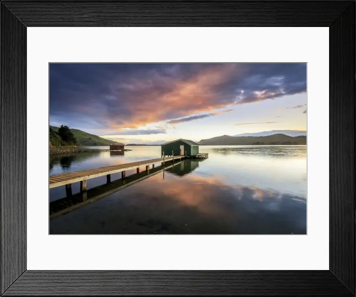 Framed Print : Old boat shed at Hoopers Inlet, Otago Peninsula, New Zealand Framed Print : Old boat shed at Hoopers Inlet, Otago Peninsula, New Zealand