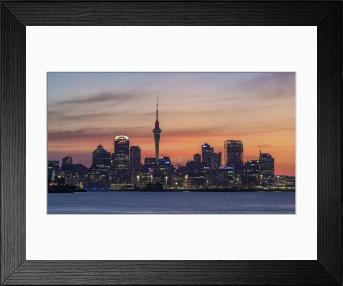 Framed Print : City skyline at sunset, Auckland, New Zealand Framed Print : City skyline at sunset, Auckland, New Zealand