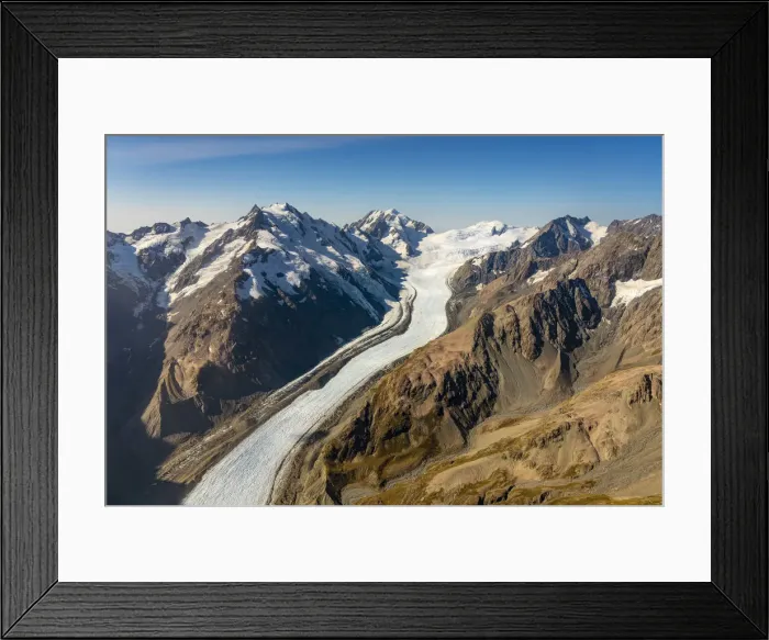 Framed Print : Aerial view of Tasman Glacier and mountain ranges in Aoraki / Mount Cook National Park Framed Print : Aerial view of Tasman Glacier and mountain ranges in Aoraki / Mount Cook National Park