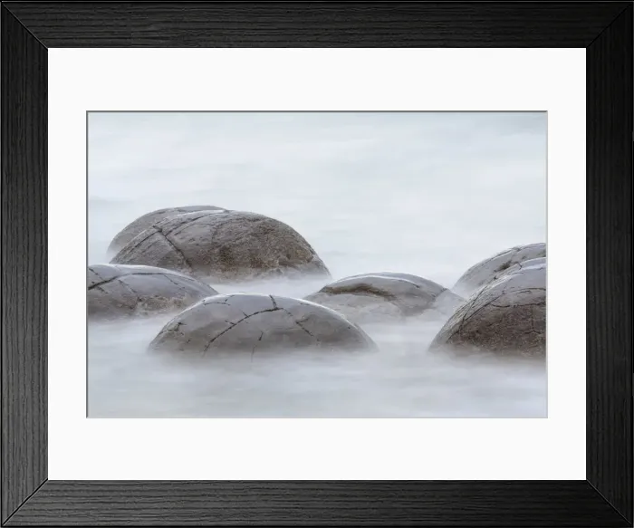 Framed Print : Close-up of Moeraki Boulders washed by the ocean, Hampden, North Otago, South Island Framed Print : Close-up of Moeraki Boulders washed by the ocean, Hampden, North Otago, South Island